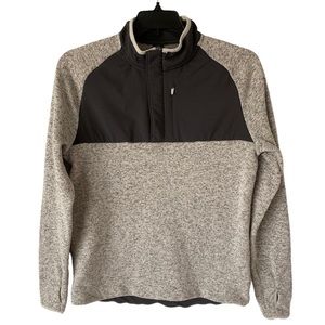 Champion Jacket Mens M Gray Knit Long Sleeve Pullover 1/4 Zip Mock Neck